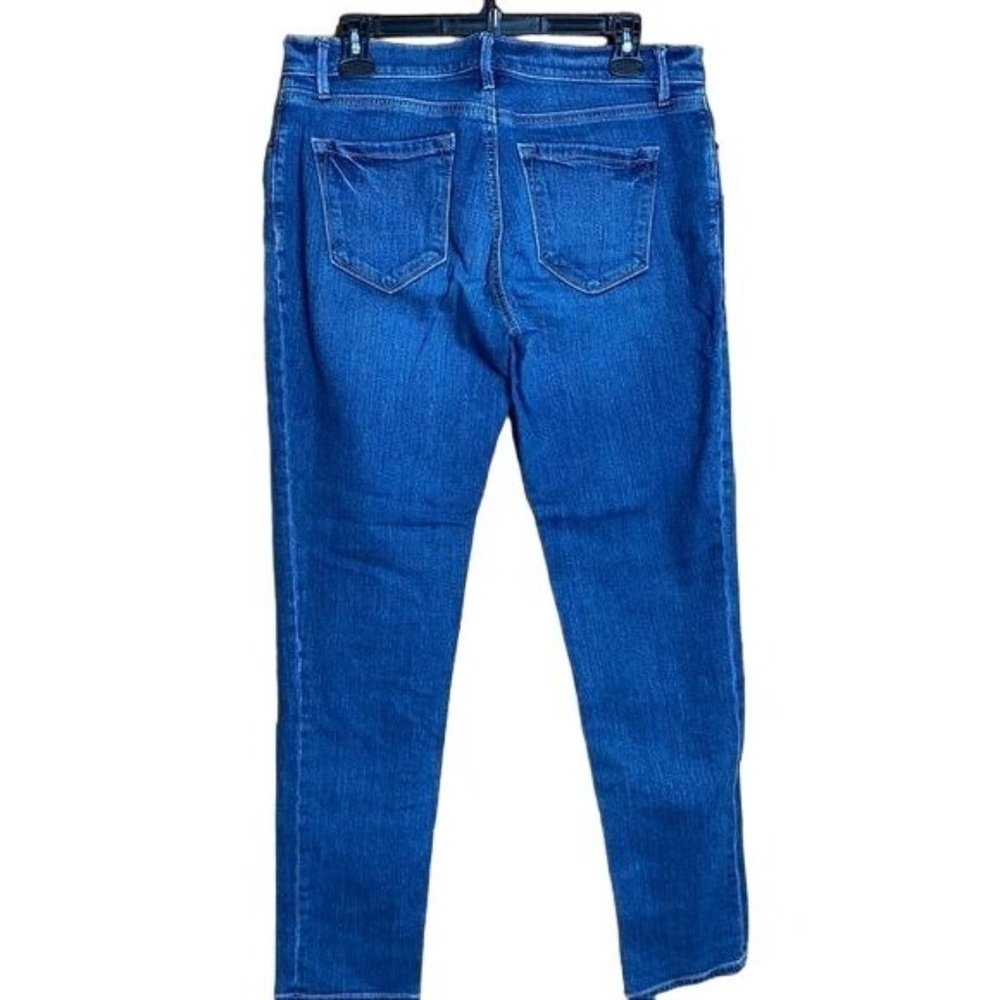 LOFT Ann Taylor Blue Relaxed Skinny Straight Leg Jeans Whiskered Size 4 - Picture 3 of 8